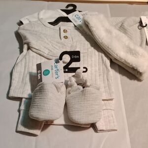 Carter's Cream Baby Hat and Booties Set